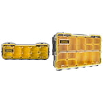 STANLEY FATMAX Pro 2/3 Shallow Stackable Storage Organiser for Small Parts, 6 Removable Compartments, FMST1-75779 with 1/3 Shallow Stackable Storage Organiser for Small Parts, FMST1-75781