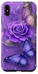 Coque pour iPhone XS Max Jolie rose violette et papillon avec étoiles et papillons