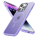 ONOFSO Coque Magnétique pour iPhone 14 Pro Max 6,7 Pouces [Compatible avec MagSafe][Protection Antichoc Qualité Militaire] Housse pour Téléphone Mate Semi-Transparente Anti-Empreintes, Violet Clair