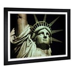 Big Box Art Framed Print of The Statue of Liberty New York City (1) Design | Wall Art Picture | Home Decor for Kitchen, Living Room, Bedroom, Hallway, Black, A2 / 24.5x18 Inch / 62x45cm