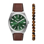 Fossil Men's Analog Quartz Watch with Leather Strap FS6080SET