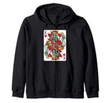 Halloween Zombie King of Hearts Scary Card Design Zip Hoodie