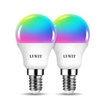 LVWIT 4.9W Ampoule LED E14 WIFI (Remplace 40W Ampoule Incandescent) 470LM Dimmable, RGB Contrôlable via APP Tuya Smart Life, Compatible avec Alexa Echo Echo Dot et Google Home Assistant, Lot de 2