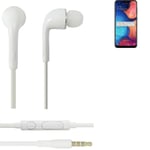 Headphones for Samsung Galaxy A20 headset in ear plug white