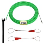 Gekufa Aiguille Electricien 30m, 4,5mm DiamèTre, Tire Cable avec 2 Ressorts de Guidage, Tire Fils Electrique pour la Pose de Câbles(Vert)