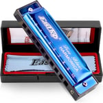 East top Blues Diatonic Harmonica in C, 10 Holes Harp Mouth Blue C