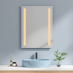 EMKE Miroir de Salle de Bain LED 60 x 80 cm avec lumière Blanche Chaude Miroir Mural