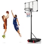 COSTWAY Panier de Basket-Ball sur Pied Hauteur Réglable 176-206cm, Support de Basketball Mobile avec Base Remplissable Panneau Incassable et Roues,