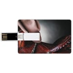 16G USB Flash Drives Credit Card Shape Western Decor Memory Stick Bank Card Style Horse Saddle with a Cowboy Hat Wild Texas Fashion States Men Whip It Picture,Brown Cream Waterproof Pen Thumb Lovely J