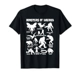 Monsters of America Mothman Bigfoot Cryptozoology Distressed T-Shirt