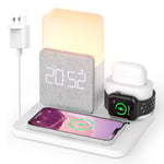 Wireless Charging Station, 3 in 1 Charging Station, Alarm Clock with Wireless Charging, Night Light, Wireless Charger for iPhone 12/13/14 Pro/13 Mini/13 Pro Max/12 pro (QC3.0 Adapter Included)