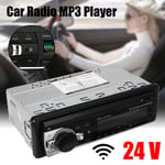 Kannettava 24V digitaalinen auton MP3-soitin 60Wx4 FM Radio Stereo Audio USB/SD Tuki Bluetooth-yhteensopiva MP3/WMA äänenvoimakkuuden säätökello