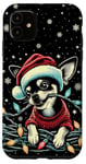 Coque pour iPhone 11 Cordon lumineux de Noël à mâcher pour chihuahua