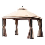 Gazebo De Jardin - Vevor - 383x383 Cm Pour 10-12 Personnes Avec Moustiquaire,Revêtement Pu,Abri Extérieur Pour Pelouse,Maison