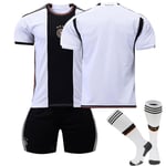 Tyskland 2022-2023 VM hemmatröja Tyskland lagtröja fotbollströja T-shirt Shorts Kit Fotboll 3-delade set för barn Vuxna Kids 20(110-120cm)