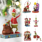 6 st Roliga Grinch Julgranspynt Festfavoriter, Akryl Platta Hängande Julgransdekoration Hem Bil Ryggsäck Hänge Present Till Barn