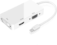 Ozvavzk Mini Displayport vers HDMI Vga Dvi câble adaptateur 1080P 3-en-1 Thunderbolt Mini DP vers HDMI Vga convertisseur, pour Macbook Microsoft Lenovo Thinkpad Carbon Touch Helix (blanc)