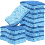 Éponge en Cellulose de Cuisine Anti-Rayures écologique, éponge écologique pour Lave-Vaisselle Double Face pour la Cuisine, Paquet de 12 (Bleu)