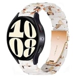 Miimall Resin Strap for Samsung Galaxy Watch 7 FE 6 5 4 40mm 44mm/6 Classic 43mm 47mm/5 Pro 45mm/4 Classic, 20mm Lightweight Band with Stainless Steel Buckle Wristband for Galaxy Watch 7(Nougat)