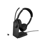 Jabra Evolve2 55 MS Stereo - headset - med laddningsställ