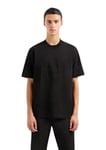 Armani Exchange T- Shirt en Jersey Lourd limitée Black Edition A|x Box Logo Regular Fit, Noir, M Homme