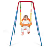 Hofuton Balançoire avec Portique pour Enfants, Swing avec Siège, Dossier, Accoudoir et Ceinture Sécurité 1-3 Ans Charge Max 25 kg