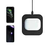 Zens Single Wireless Charger 10W Black, Supports Fast Charge, for iPhone 12/12 Pro Max/11/X/XR/XS/8 | QI Android phone | AirPods 2/Pro | Cable + Adapter