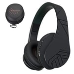 PowerLocus Casque Bluetooth Audio stéréo Pliable sans Fil et Filaire avec Micro intégré, Micro SD/TF, FM pour iPhone/Wiko/Samsung/iPad/PC (Noir)