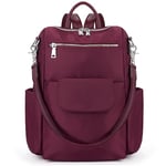 UTO Femme Sac à Main Sac à Dos Porté Epaule Multifonctionnel Vogue Mode Bien Organisation Tissu Oxford Nylon Imperméble Rouge