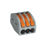 WAGO CLASSIC Splicing Connector; for all conductor types; max. 4 mm²; 3-conductor; with levers; gray housing; Surrounding air temperature: max 40°C; 2,50 mm²; gray, 222-413 (50 pcs)