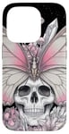 Coque pour iPhone 14 Pro Tête squelette champignon papillon – Botanique gothique