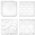 Panneaux muraux 3D en pvc plastique - revêtement mural blanc avec aspect 3D - motifs floraux: 5 m² 20 panneaux, HD038