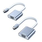 BENFEI Adaptateur USB C vers VGA, Lot de 2 Thunderbolt 3 vers VGA Mâle vers Femelle, pour MacBook Apple 2019/2018/2017,Version en Aluminium