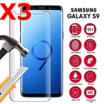 X3 Vitre de Protection pour Samsung Galaxy S9 Plus Ecran film Verre Trempé incur