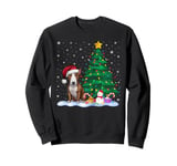 Bull Terrier Dog Xmas Tree Lights Reindeer Hat Christmas Sweatshirt