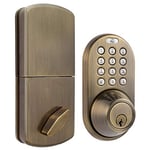 MiLocks DF-02AQ Serrure de porte électronique sans clé avec pavé tactile Laiton antique