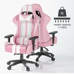 Rattantree - Chaise gaming, Fauteuil gamer de bureau, Chaise Gamer Réglable Pivotant, avec coussin et dossier inclinable, Rose - Rose