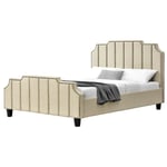 Lit Double En Tissu Design Tête Lit + Sommier Manchester - Beige - 140x190, Tissu, Style Art déco, 203 x 146 x 110 cm - Beige - Meubler Design