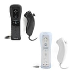 2X Manettes Wiimote Motion Plus + Nunchuk filaire Pour Wii & Wii U - Blanc et No