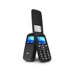 SPC Titan View – Téléphone Portable à clapet pour Seniors avec Grandes Touches, Bouton SOS, Configuration à Distance, 2 mémoires directes, Mains Libres et sans Chargeur - Noir