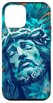 Coque pour iPhone 12 mini Bleu Pop Art Tropical Jesus Is King Christian Faith Nouveautés