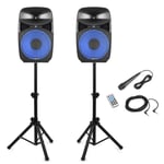VPS102A Active Bluetooth DJ House Party Karaoke Speakers with Stands 10" 600W