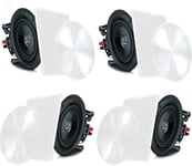 Système D¿Enceinte Plafond Bluetooth 16,5 Cm-Système D¿Enceinte Plafond/Murale 2 Voies Avec Connexions Rapidesgrilles Rondes/Carrées-Amplificateur 4 Canaux 200 Watts-Enceinte Bluetooth