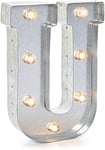 Darice 5915-721 Lettre U Lumineuse LED Métal Argent 26,6 x 20 x 5 cm