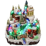 WeRChristmas Christmas Village Scene with Fibre Optic Water Fall & Colourful LED Lights Decoration-25cm