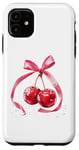 Coque pour iPhone 11 Rose Bow Coquette Esthétique Y2K Cerise Fille Femme