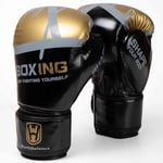 WOSWEIR 1 par 12oz Boxningshandskar Kickboxning Träning för vuxna - svart/guld