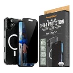 iPhone 16 Plus PanzerGlass 3-i-1 Bundle m. EasyAligner - Privacy Skärmskydd (UWF) / Skal / Kameraskydd - Genomskinlig / Svart