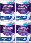 Always Discreet Sensitive Bladder Incontinence Pads Long Plus Pad Thin - 32 Pack