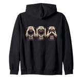 Cute See No Evil Hear No Evil Speak No Evil Three Pug Zip Hoodie